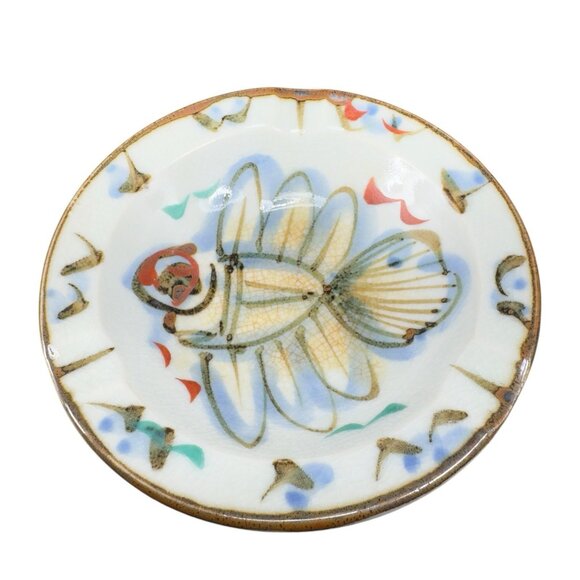 Akasaka Misono Tokyo Steak House Ashtray Hand Painted Fish Restaurant Ware Dish - Picture 1 of 12